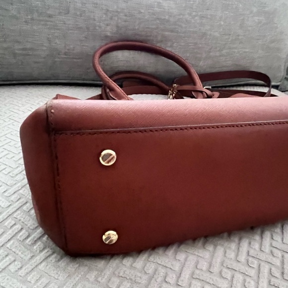 Henri Bendel Cognac Brown Satchel - Flaw - Small Slice on Surface Of Handle - Picture 9 of 11